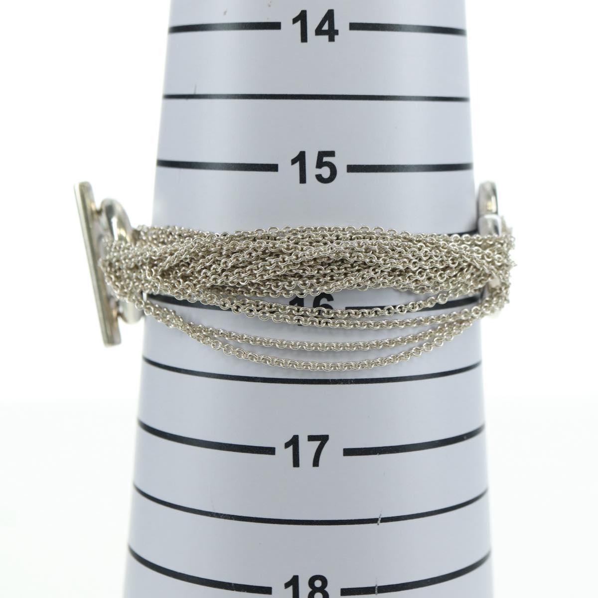 TIFFANY&Co. 10-Row Open Heart Toggle Chain Bracelet Ag925 Silver Auth am11311M