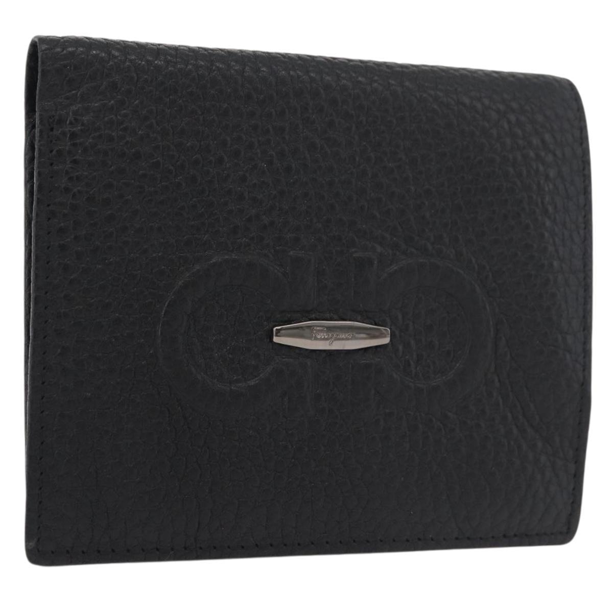 Salvatore Ferragamo Gancini Bifold Wallet Leather Black Auth am11324A