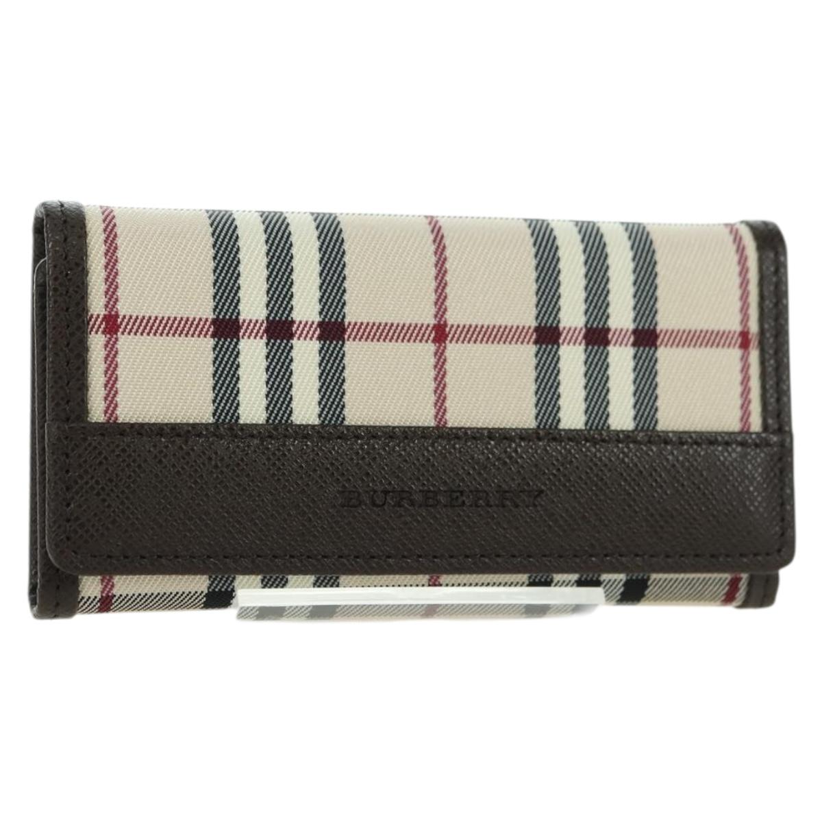 BURBERRY Nova Check Key Case Canvas Beige Brown Auth am11325V