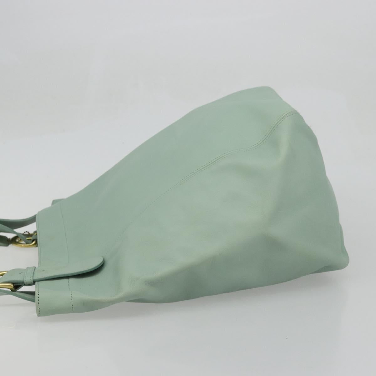 Old Coach Tote Bag Leather Light Blue Gold Auth am11339A