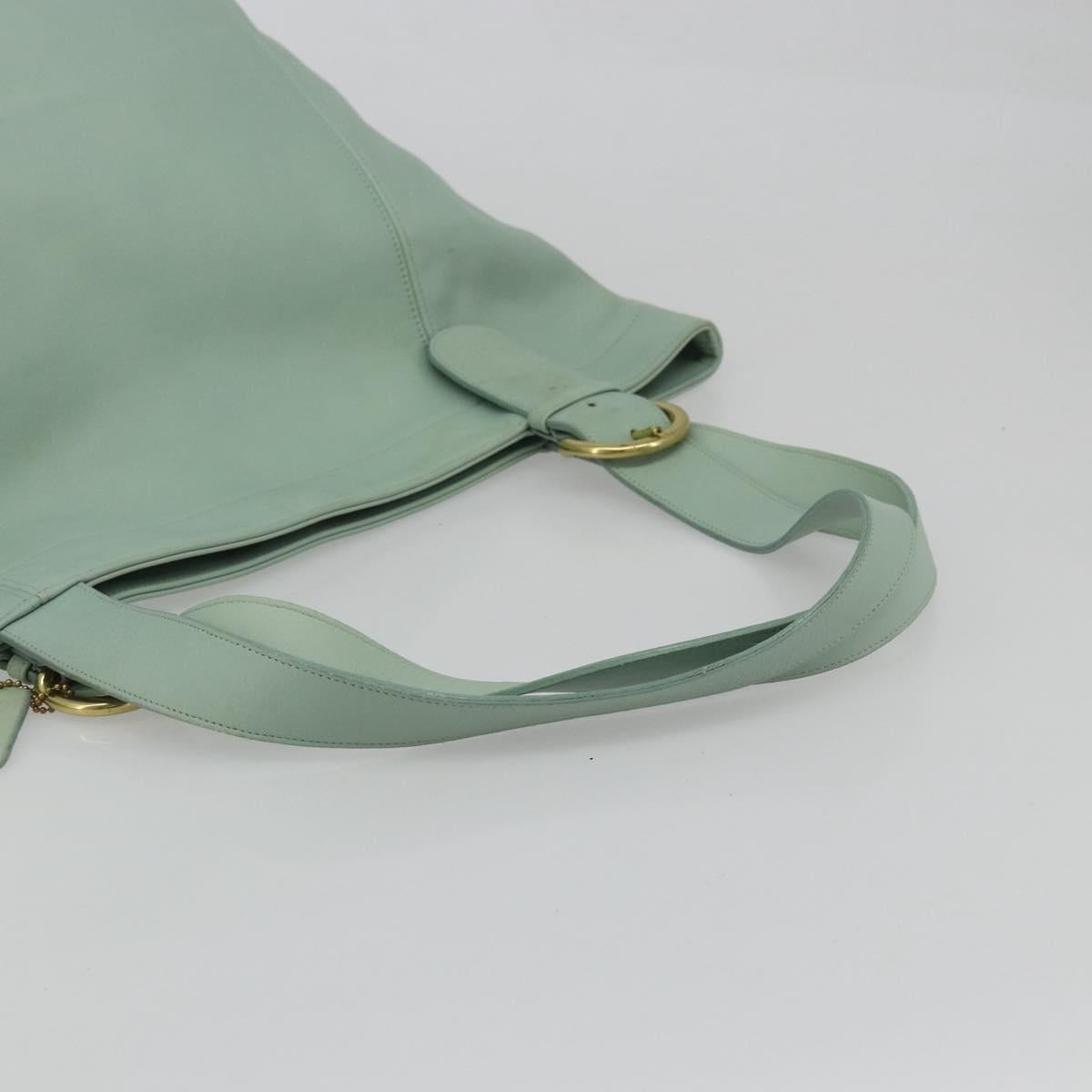 Old Coach Tote Bag Leather Light Blue Gold Auth am11339A