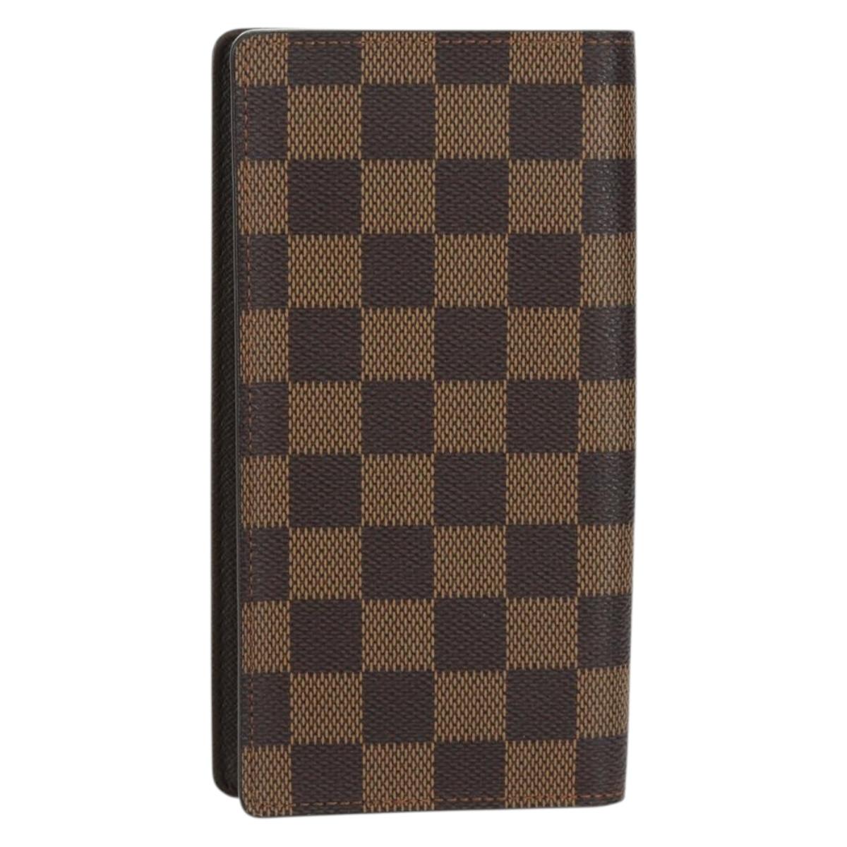 LOUIS VUITTON Damier Ebene Porte Cartes Credit Long Wallet N60825 Auth am11341V