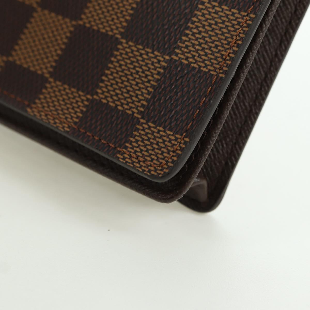 LOUIS VUITTON Damier Ebene Porte Cartes Credit Long Wallet N60825 Auth am11341V