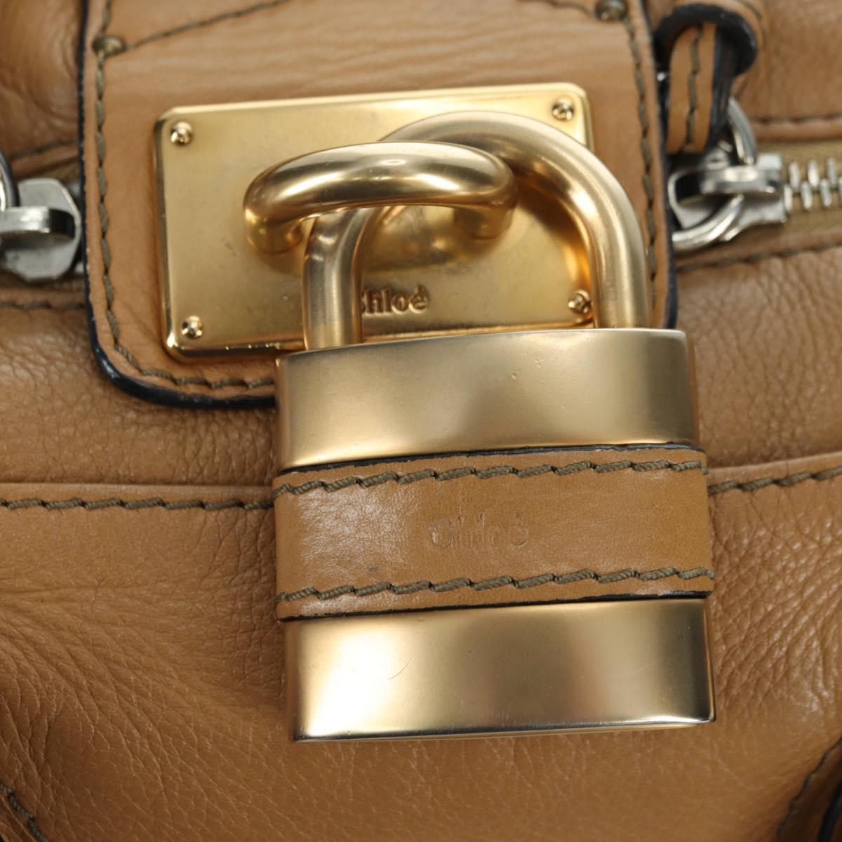 Chloe Paddington Hand Bag Leather Beige Gold Silver Auth am11349V
