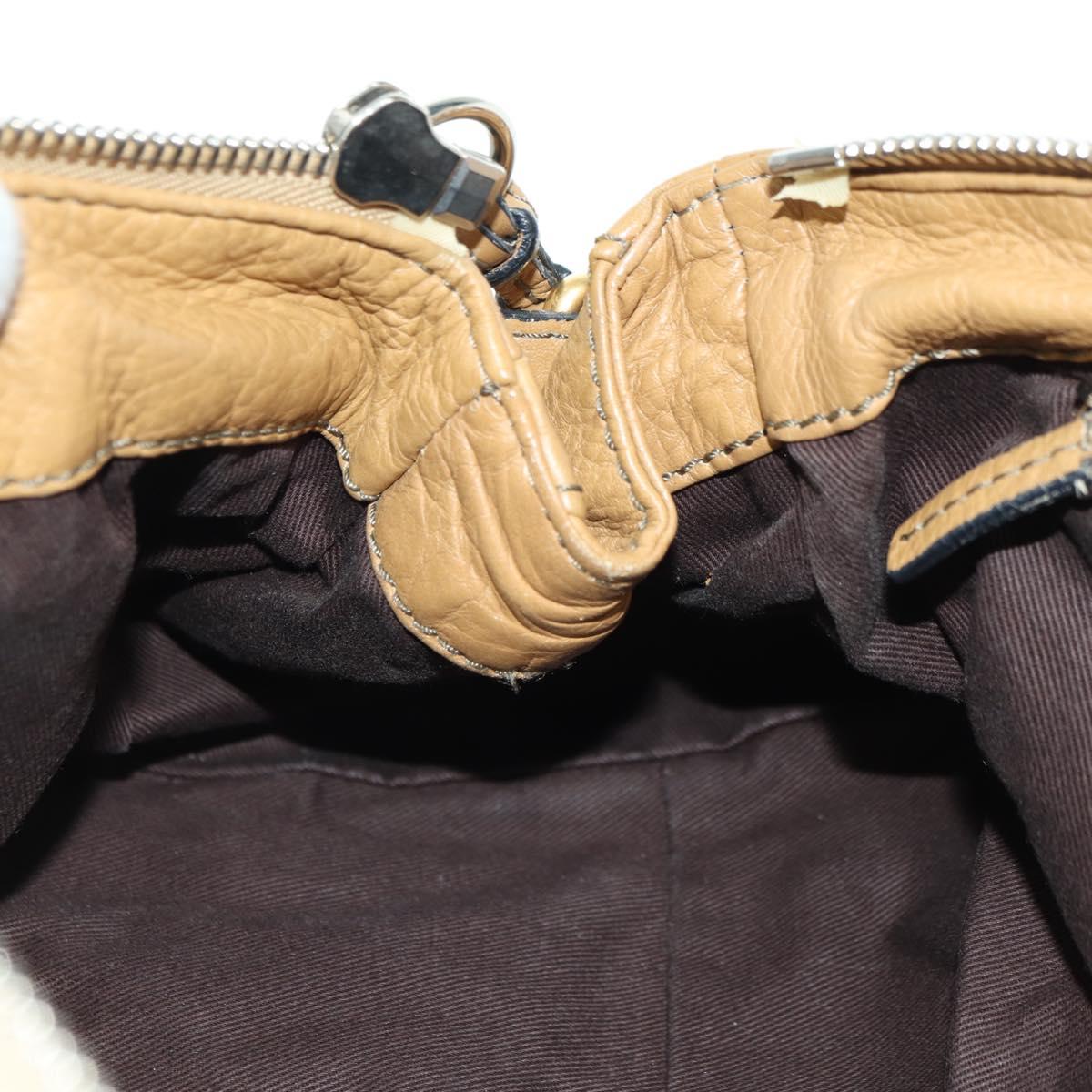 Chloe Paddington Hand Bag Leather Beige Gold Silver Auth am11349V