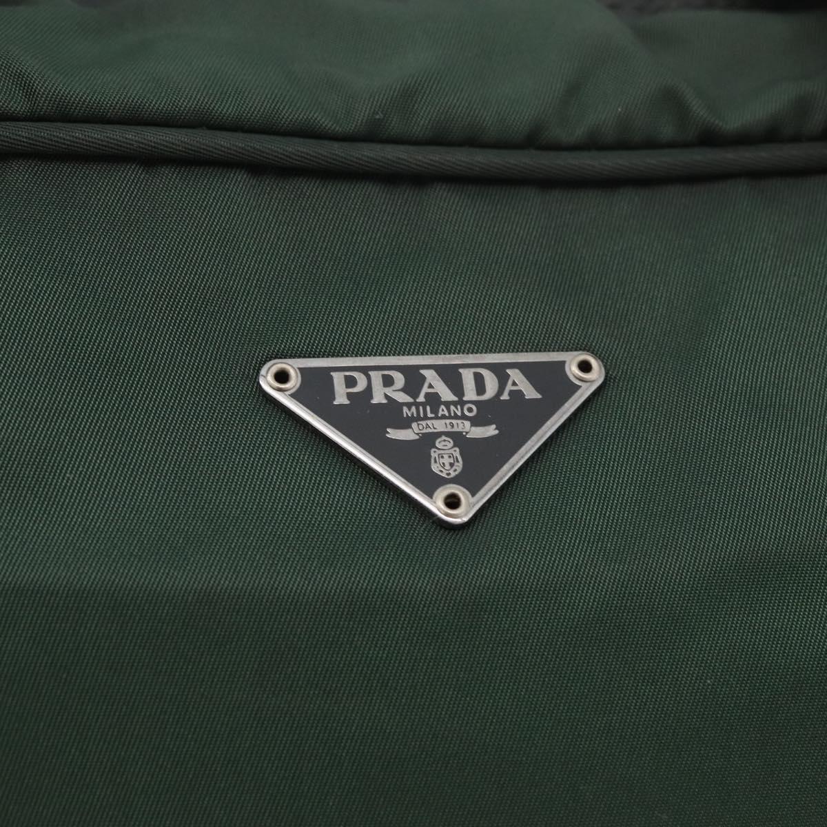 PRADA Hand Bag Nylon Khaki Silver Auth am11358A
