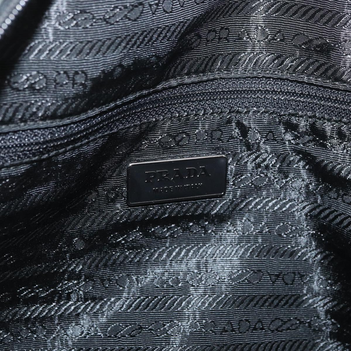 PRADA Hand Bag Nylon Khaki Silver Auth am11358A