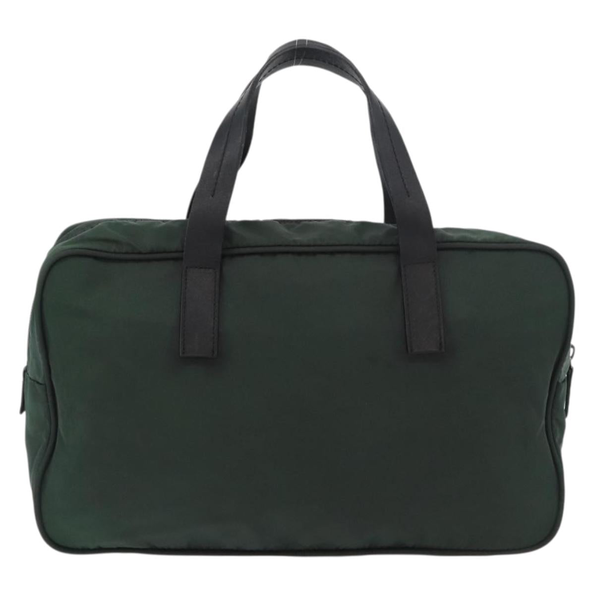 PRADA Hand Bag Nylon Khaki Silver Auth am11358A