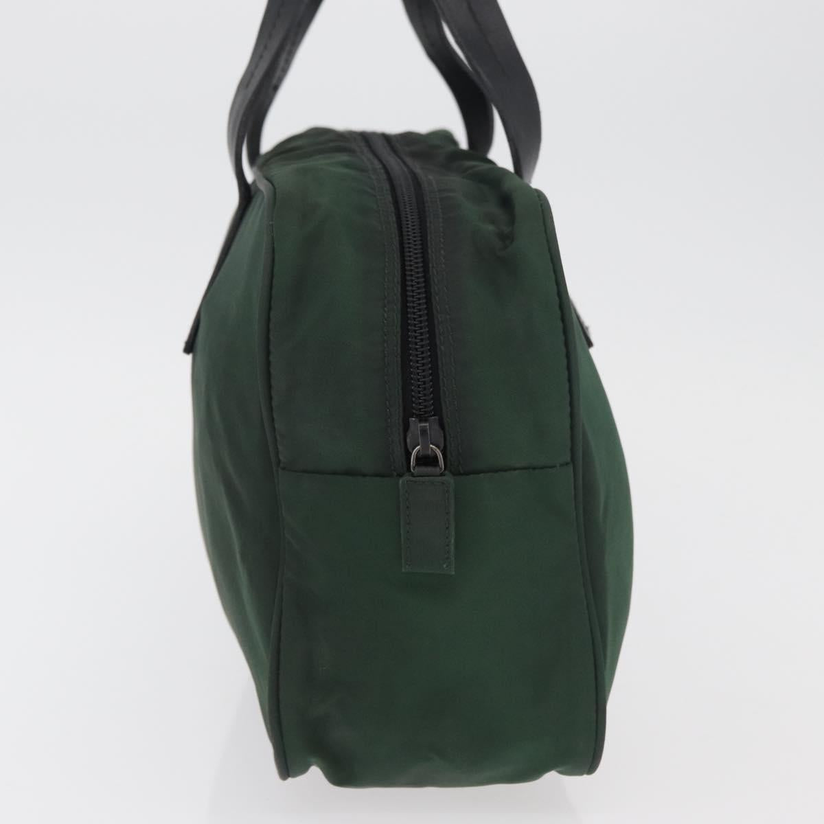 PRADA Hand Bag Nylon Khaki Silver Auth am11358A