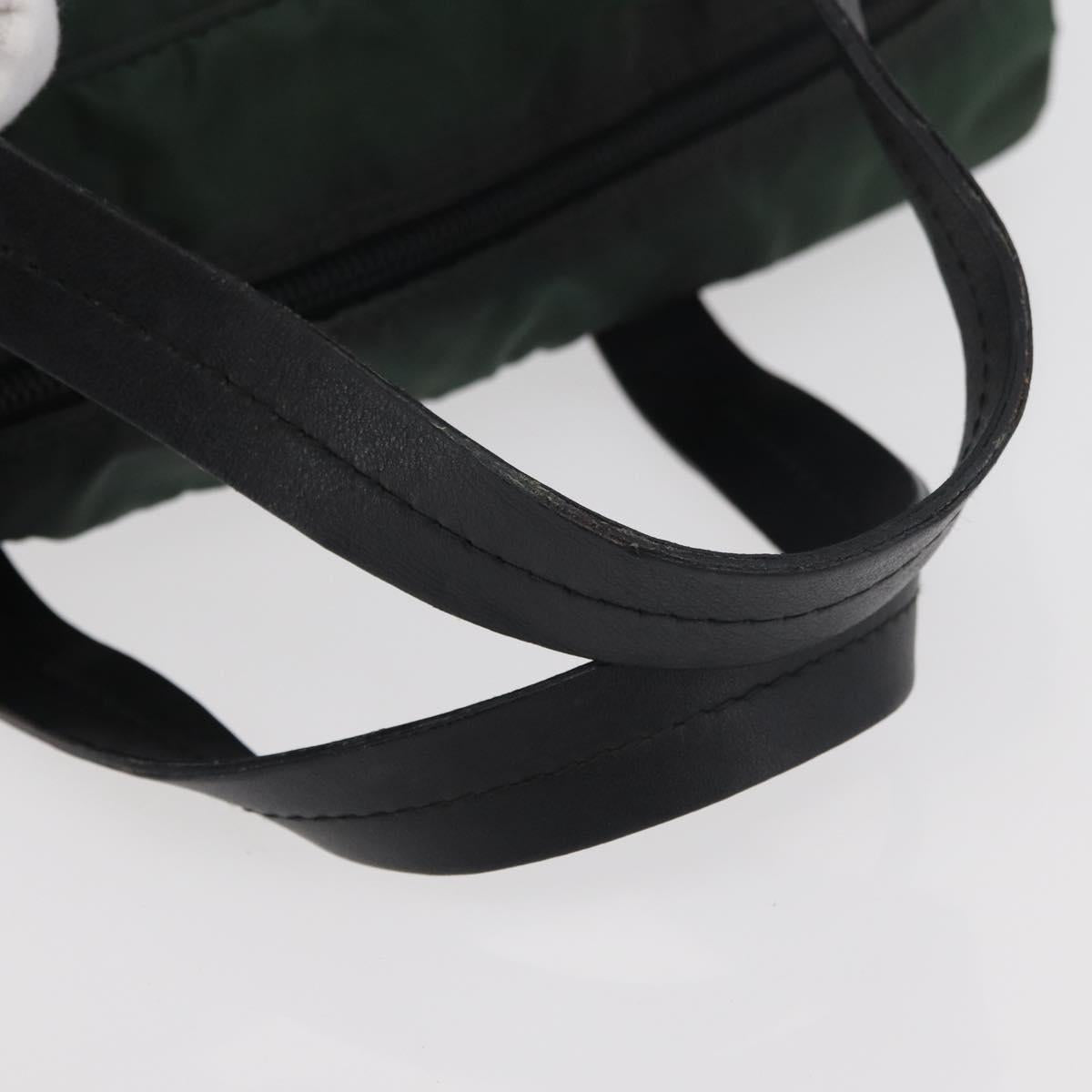 PRADA Hand Bag Nylon Khaki Silver Auth am11358A