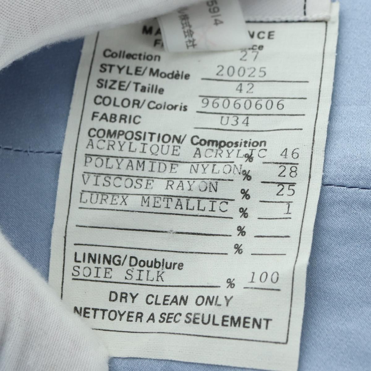 CHANEL jacket Skirt Setup Tweed 42 Light Blue CC Auth am11360SM