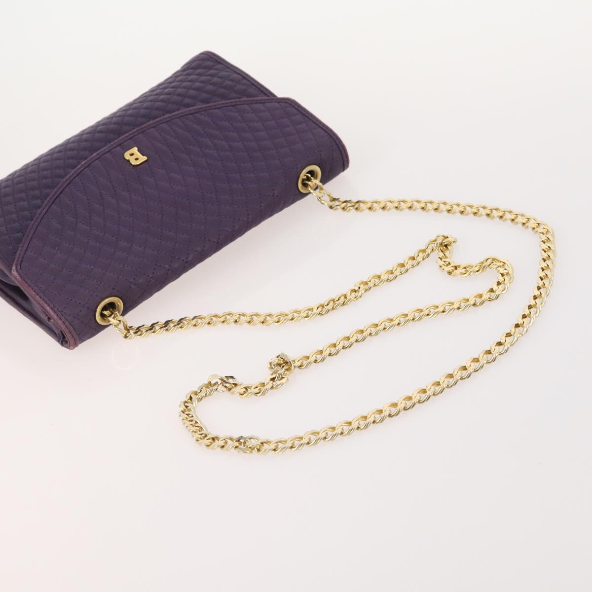 BALLY Chain Shoulder Bag Leather 2 Set Purple White Auth am11367