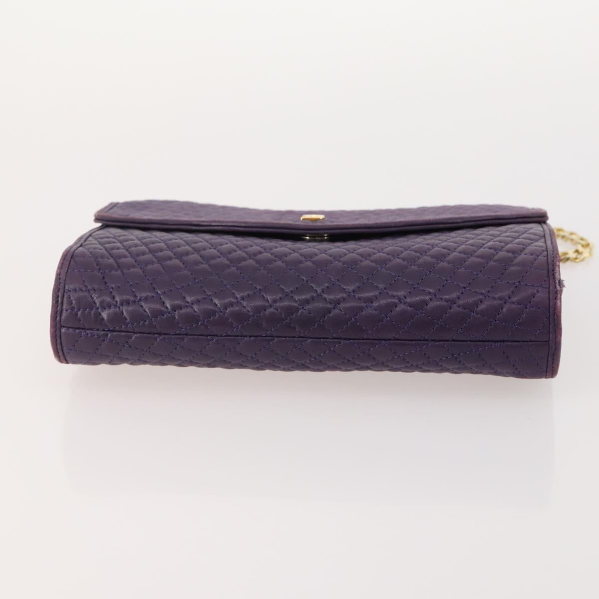 BALLY Chain Shoulder Bag Leather 2 Set Purple White Auth am11367