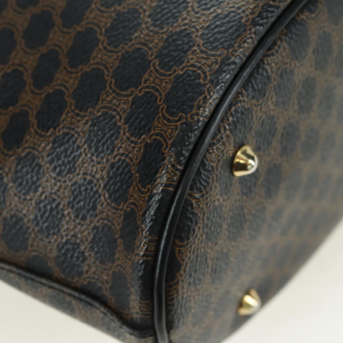 CELINE Macadam Canvas Tote Bag PVC Leather Black Gold Auth am11378V