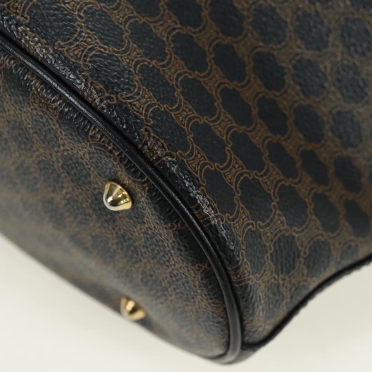 CELINE Macadam Canvas Tote Bag PVC Leather Black Gold Auth am11378V