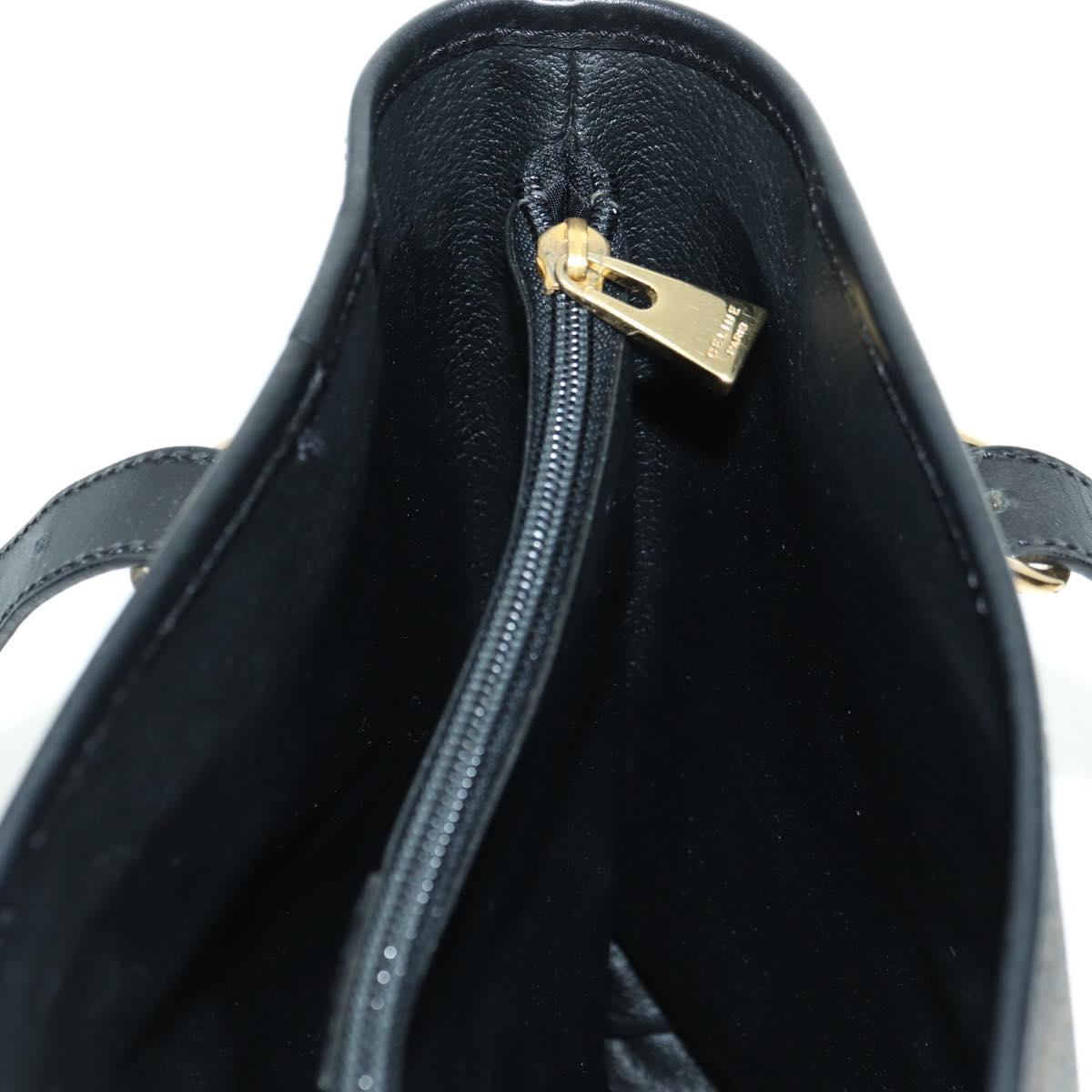 CELINE Macadam Canvas Tote Bag PVC Leather Black Gold Auth am11378V