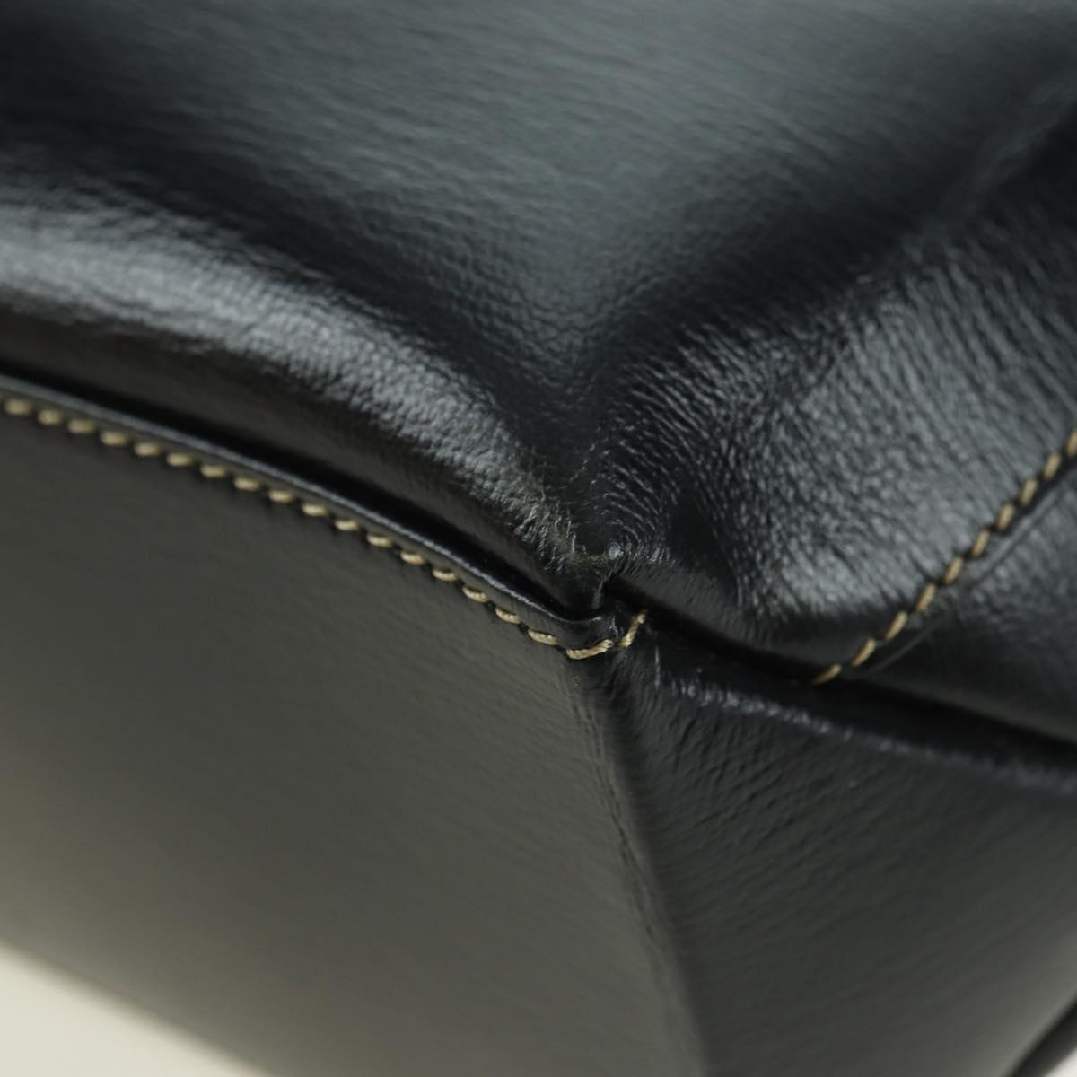 LOEWE Velazquez Hand Bag Leather 2way Brown Gold black Auth am11389V