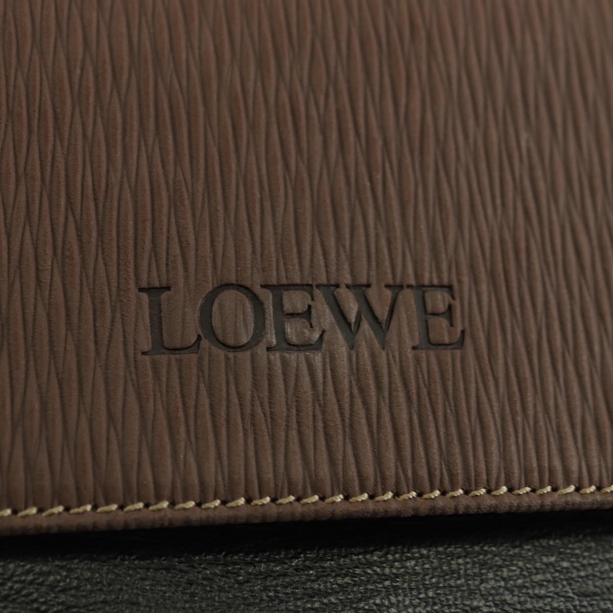 LOEWE Velazquez Hand Bag Leather 2way Brown Gold black Auth am11389V