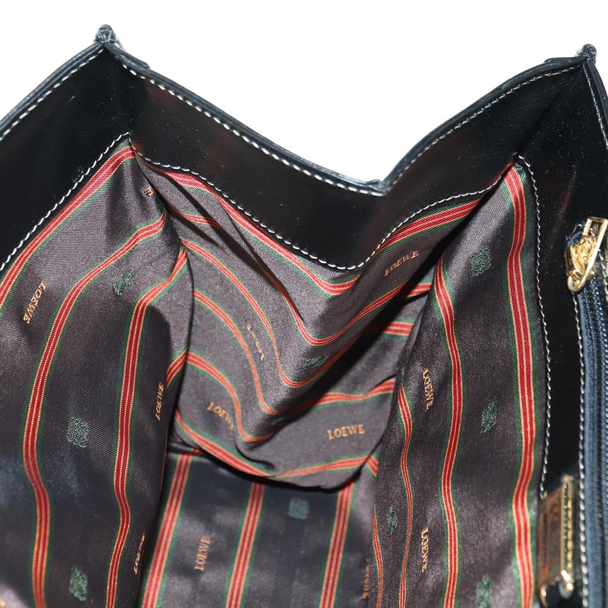 LOEWE Velazquez Hand Bag Leather 2way Brown Gold black Auth am11389V
