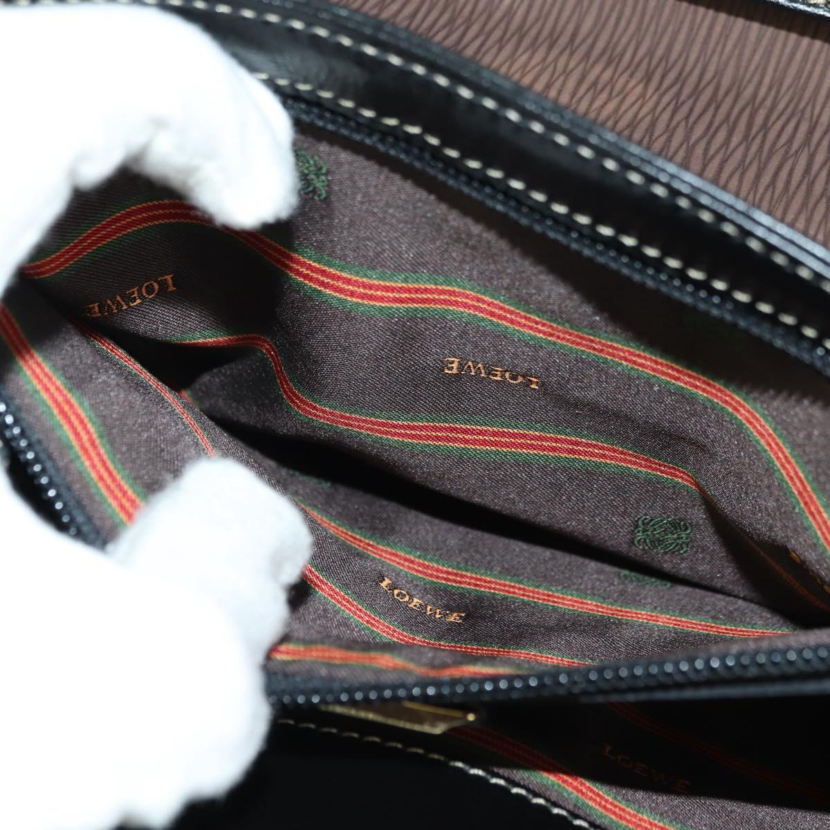 LOEWE Velazquez Hand Bag Leather 2way Brown Gold black Auth am11389V