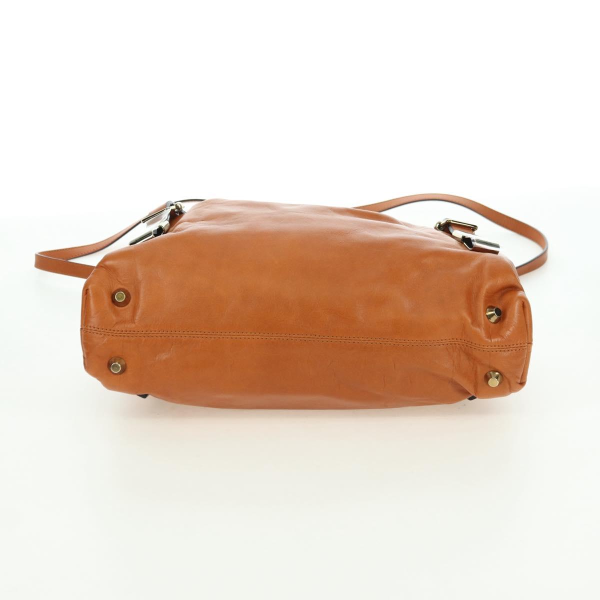 Chloe Victoria Hand Bag Leather 2way Brown Gold Auth am11395V