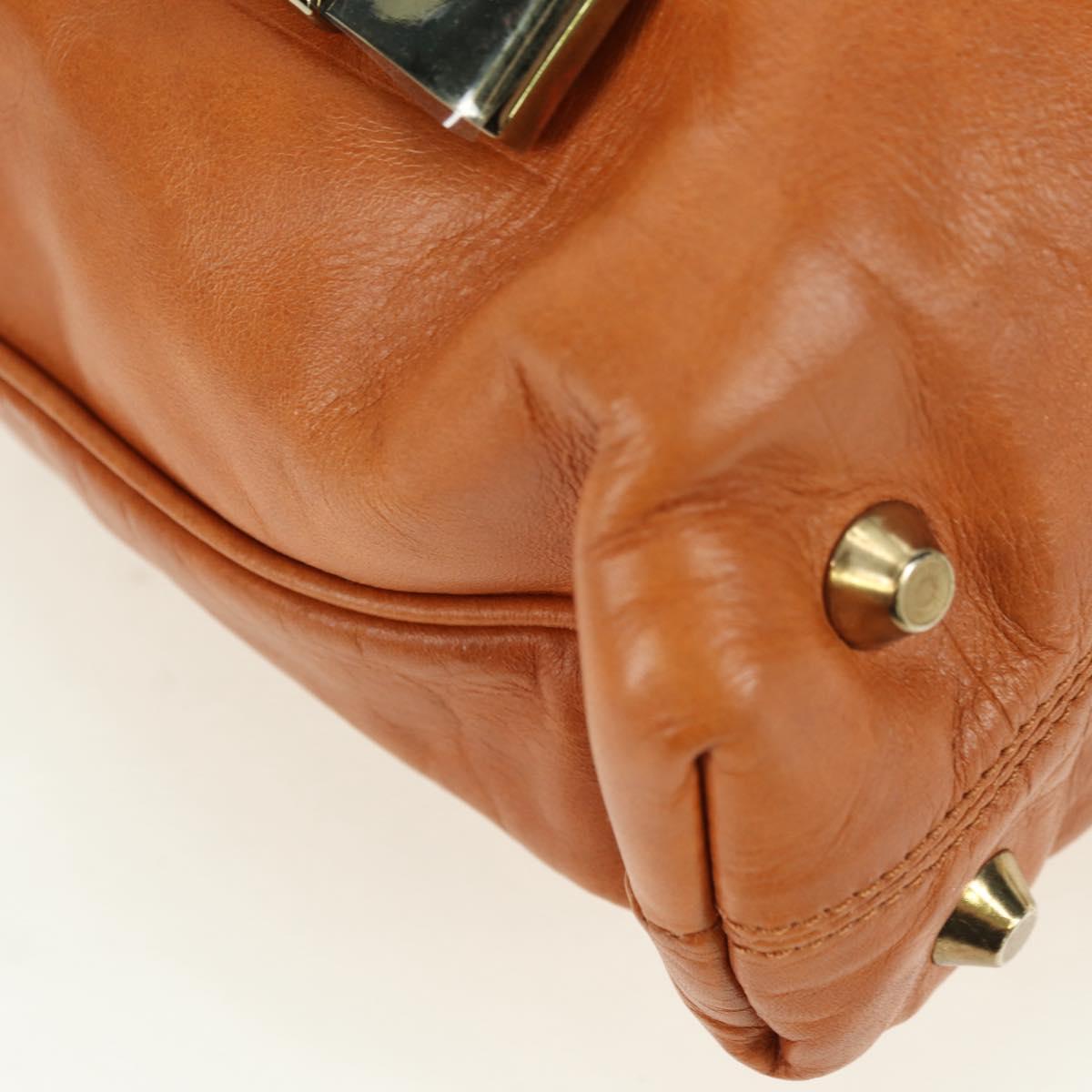 Chloe Victoria Hand Bag Leather 2way Brown Gold Auth am11395V