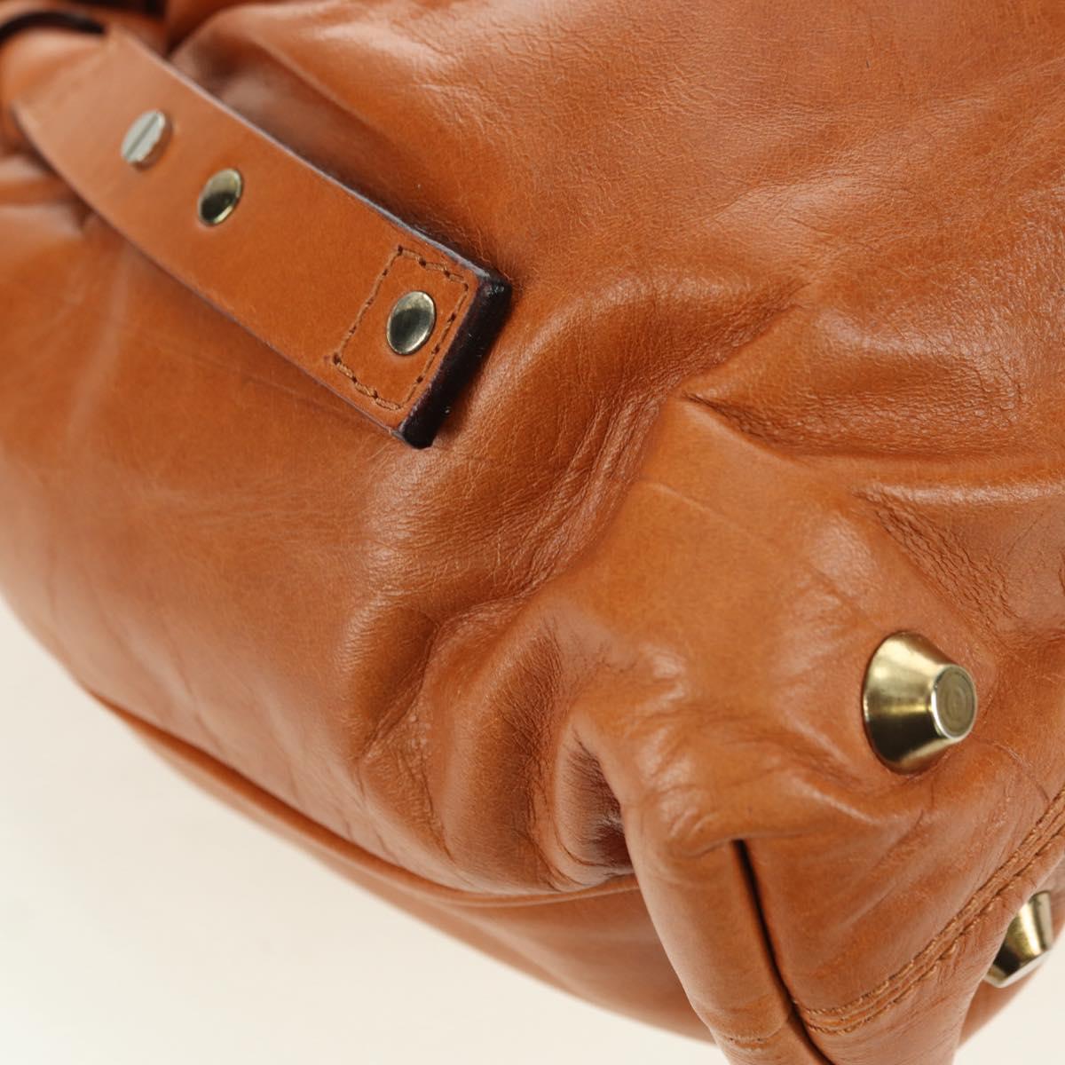 Chloe Victoria Hand Bag Leather 2way Brown Gold Auth am11395V