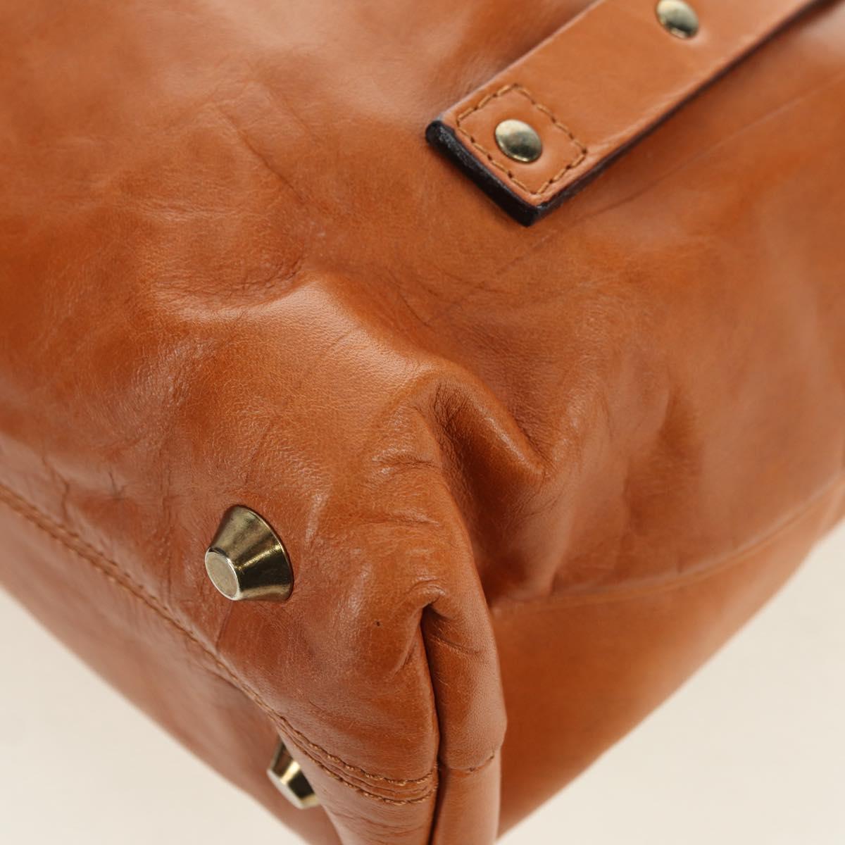 Chloe Victoria Hand Bag Leather 2way Brown Gold Auth am11395V