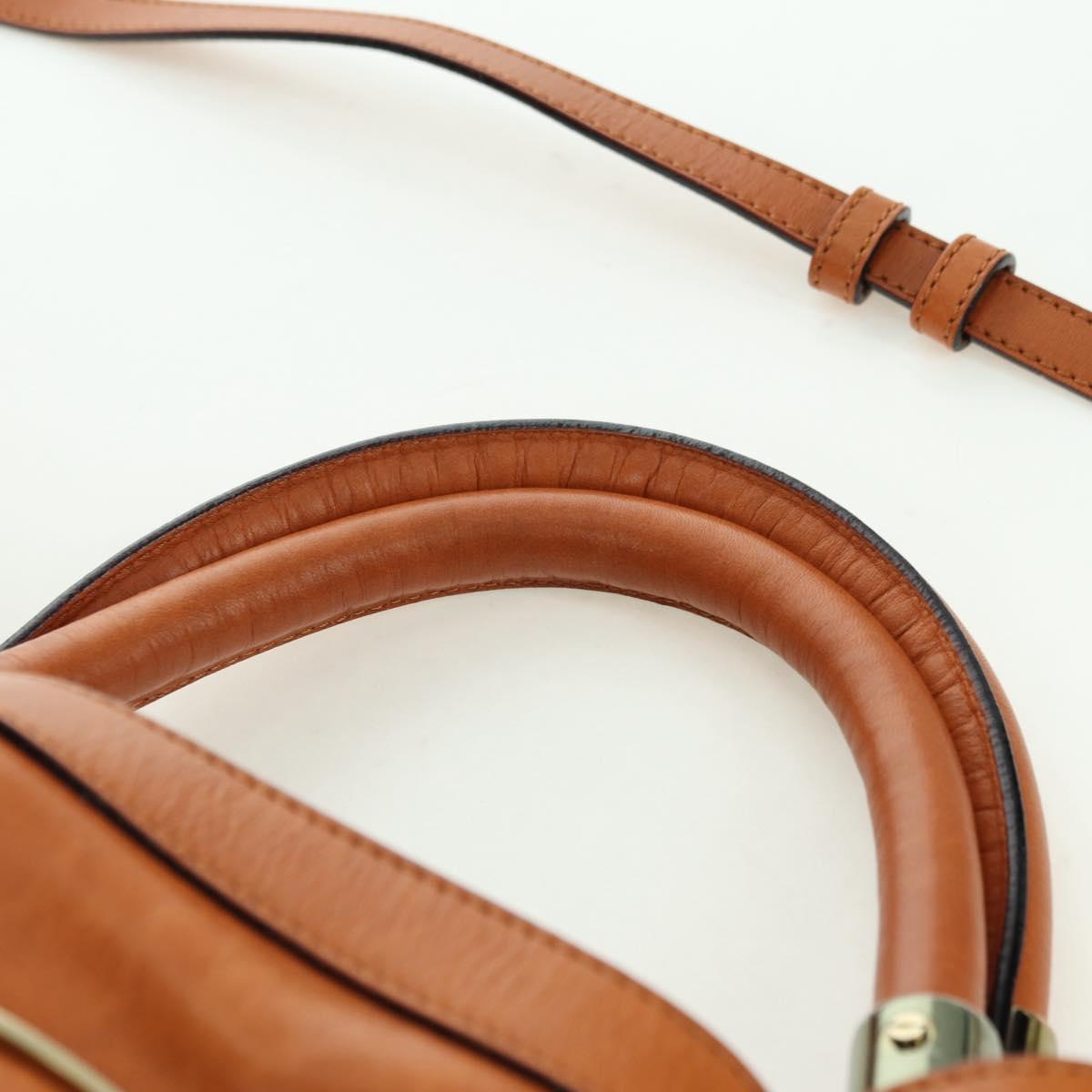 Chloe Victoria Hand Bag Leather 2way Brown Gold Auth am11395V