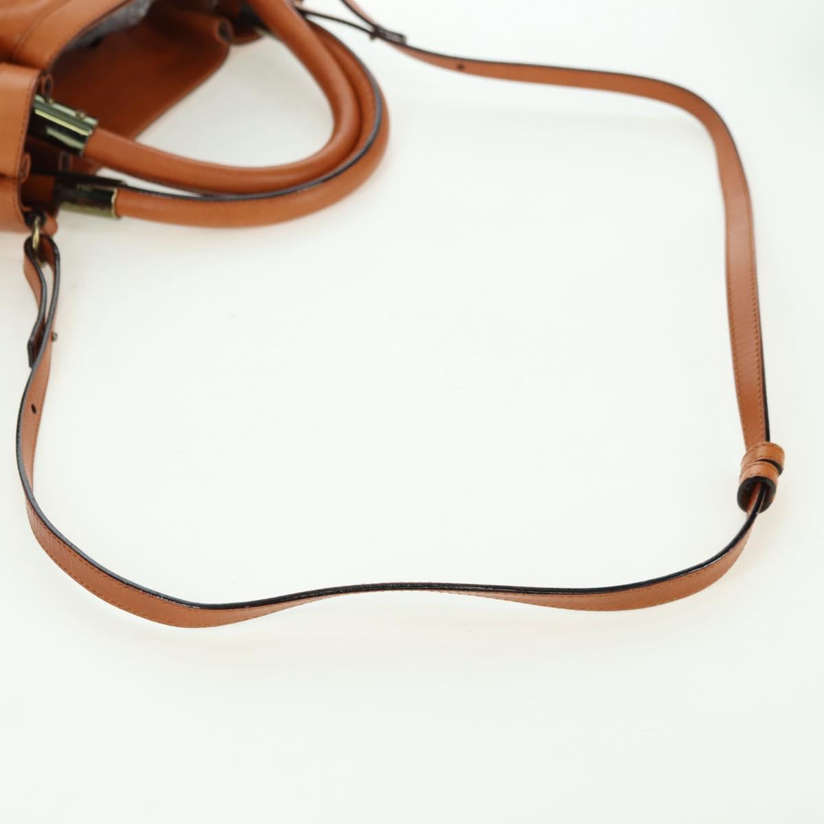 Chloe Victoria Hand Bag Leather 2way Brown Gold Auth am11395V