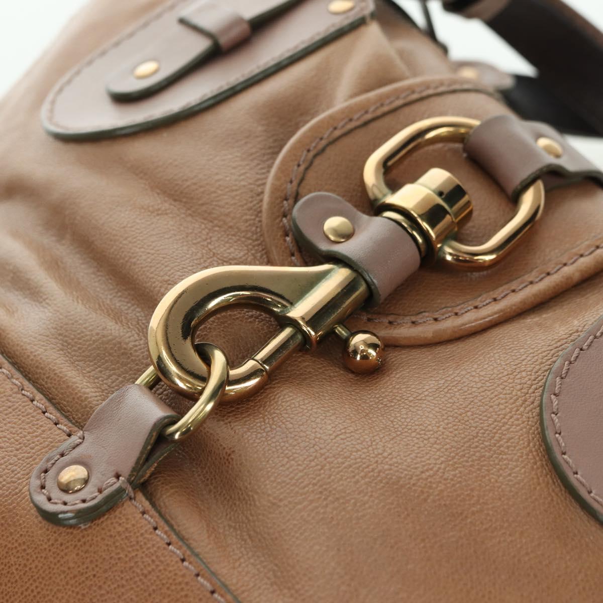 Chloe Kerala Hand Bag Leather Brown Gold Auth am11396A