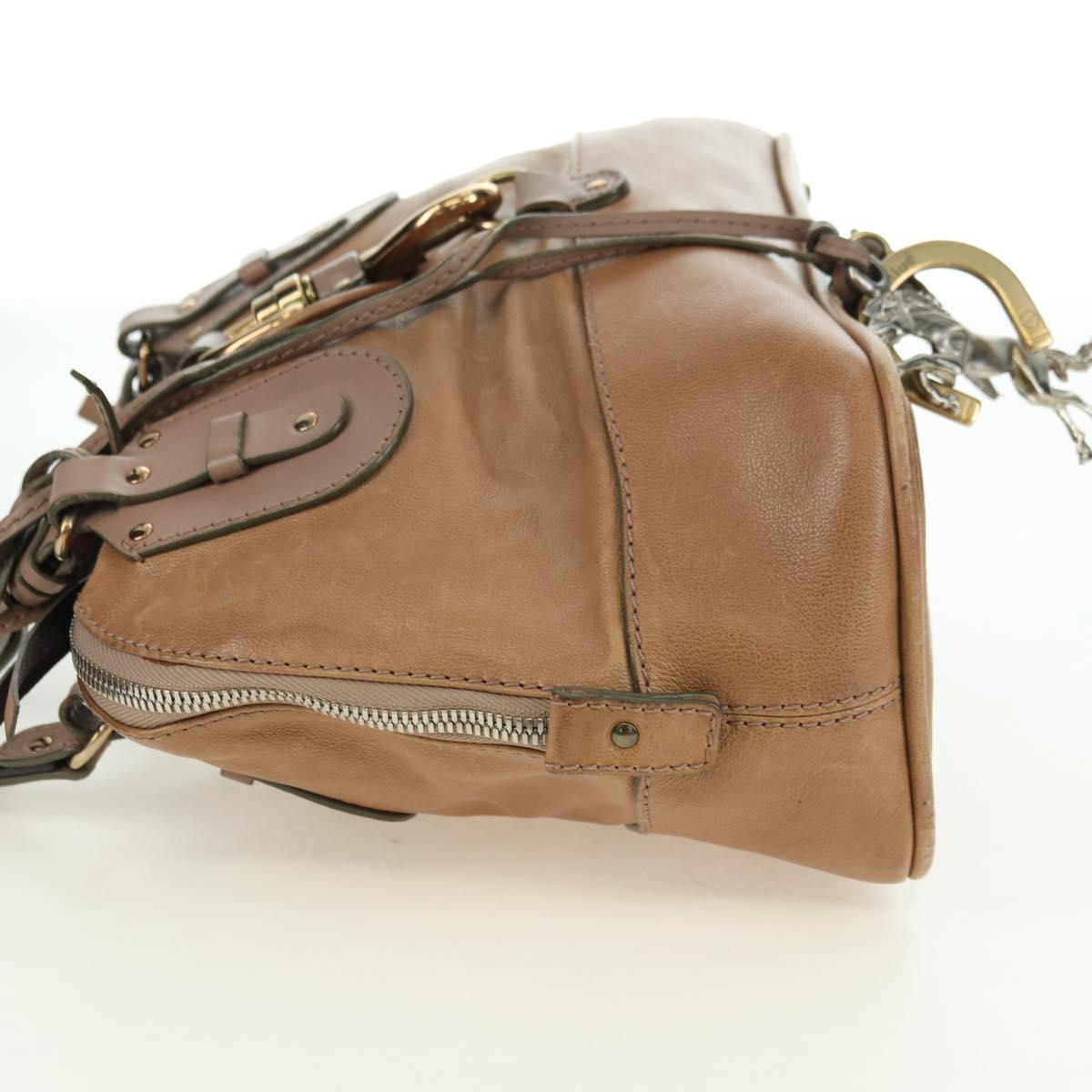 Chloe Kerala Hand Bag Leather Brown Gold Auth am11396A