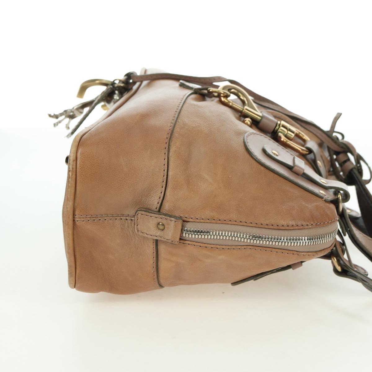 Chloe Kerala Hand Bag Leather Brown Gold Auth am11396A