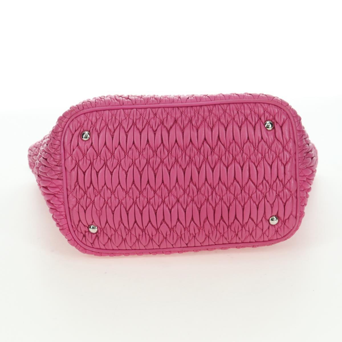 Miu Miu Matelasse Crystal Hand Bag Leather 2way Pink Silver RN0896 Auth am11397M