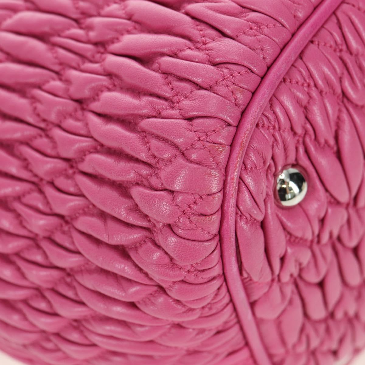 Miu Miu Matelasse Crystal Hand Bag Leather 2way Pink Silver RN0896 Auth am11397M