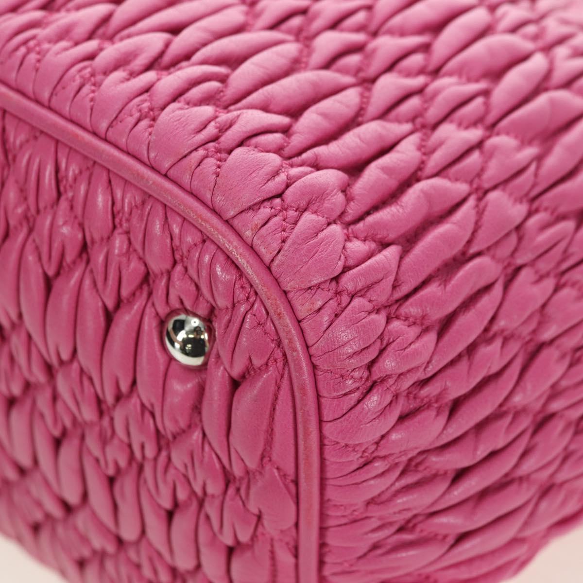 Miu Miu Matelasse Crystal Hand Bag Leather 2way Pink Silver RN0896 Auth am11397M