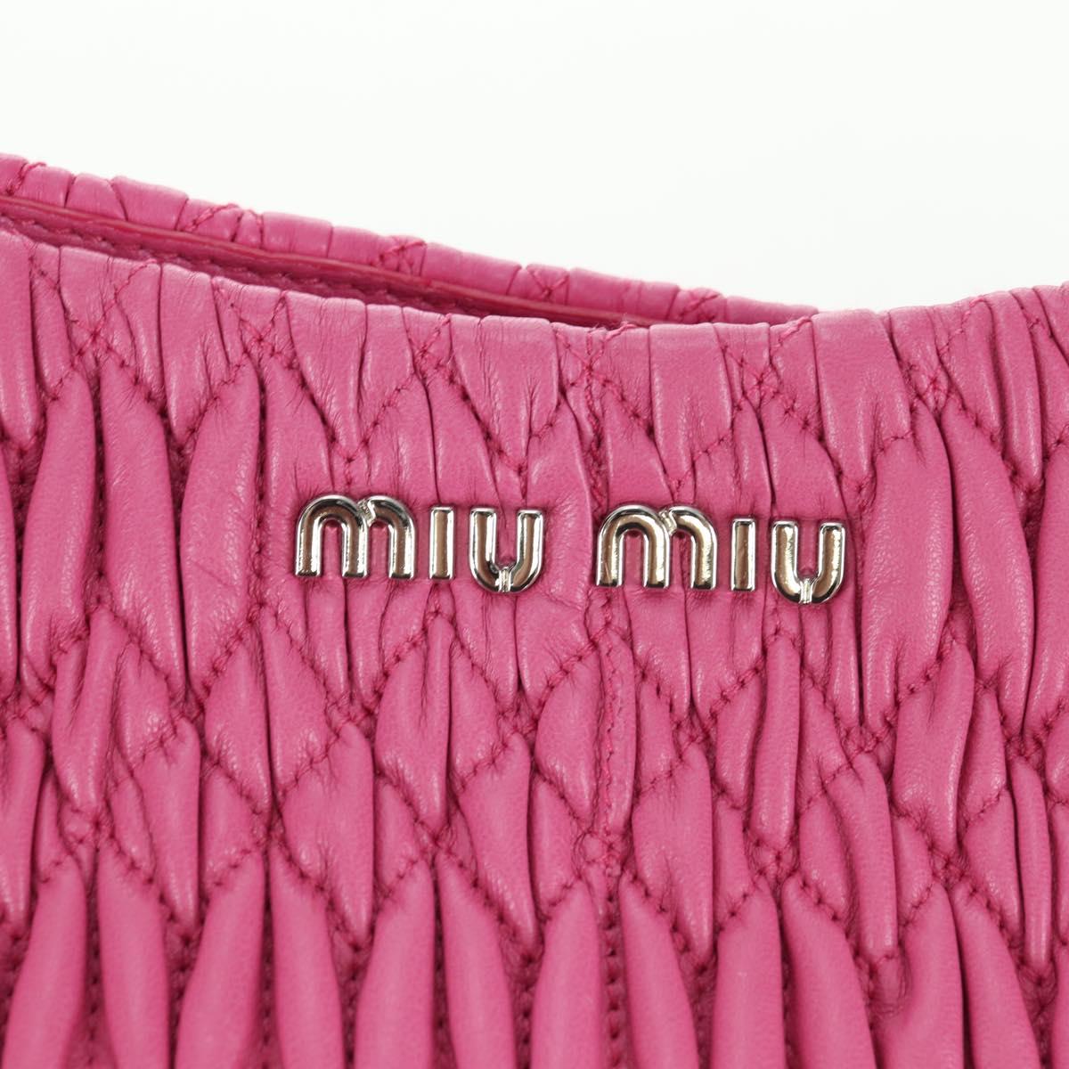 Miu Miu Matelasse Crystal Hand Bag Leather 2way Pink Silver RN0896 Auth am11397M