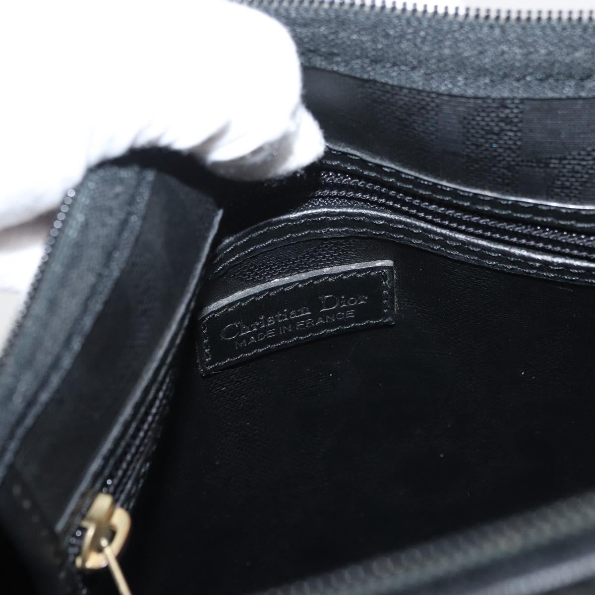 Christian Dior Trotter Canvas Mini Boston Bag PVC Black Gold Auth am11408A