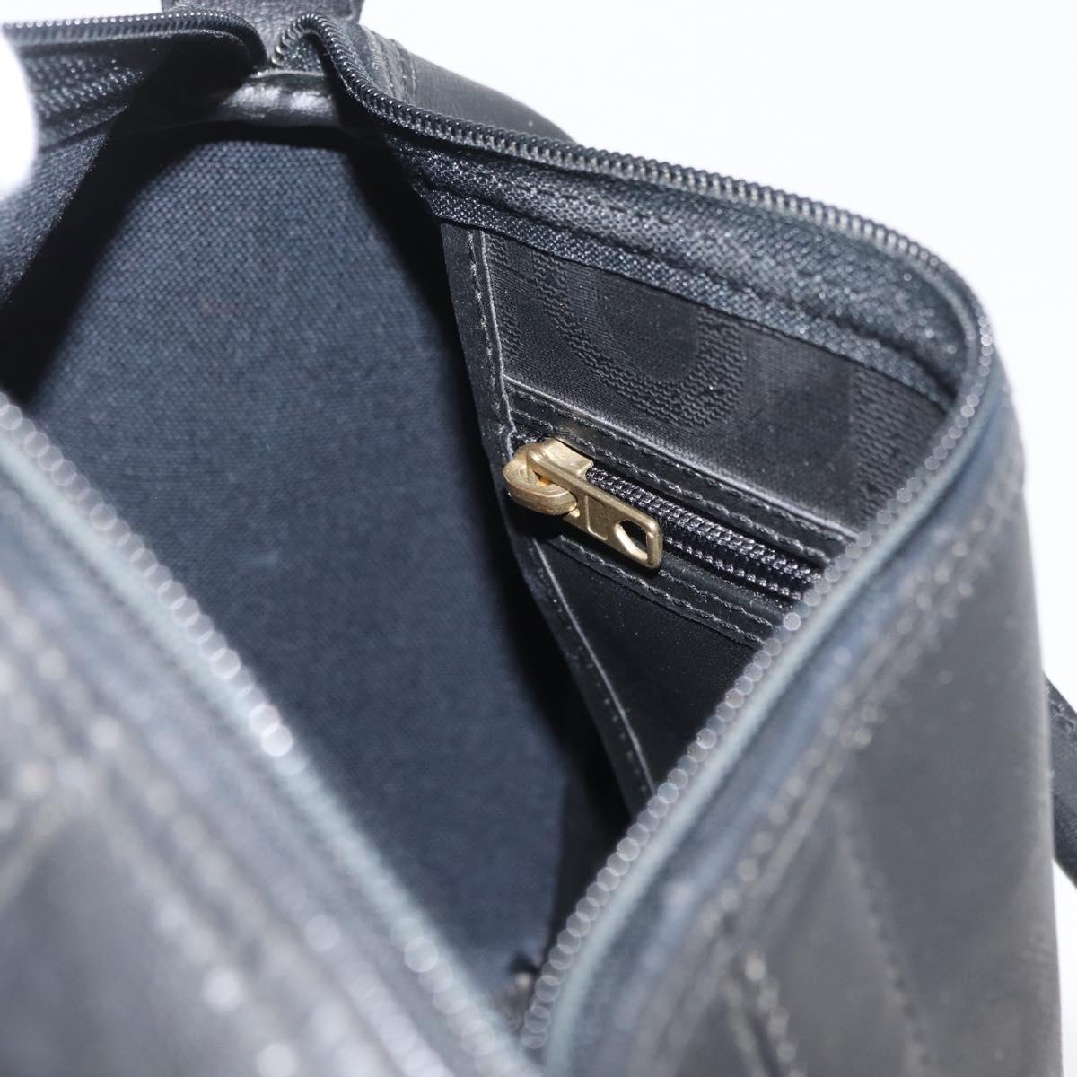 Christian Dior Trotter Canvas Mini Boston Bag PVC Black Gold Auth am11408A