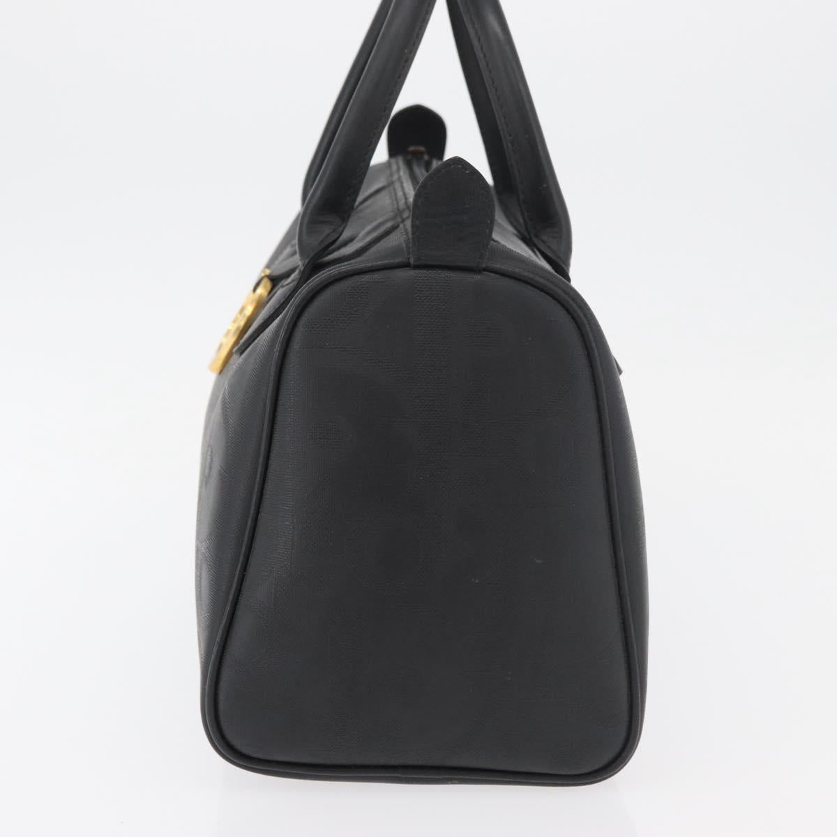 Christian Dior Trotter Canvas Mini Boston Bag PVC Black Gold Auth am11408A