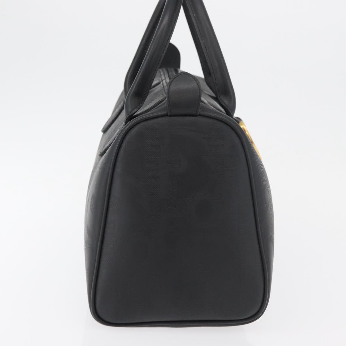 Christian Dior Trotter Canvas Mini Boston Bag PVC Black Gold Auth am11408A