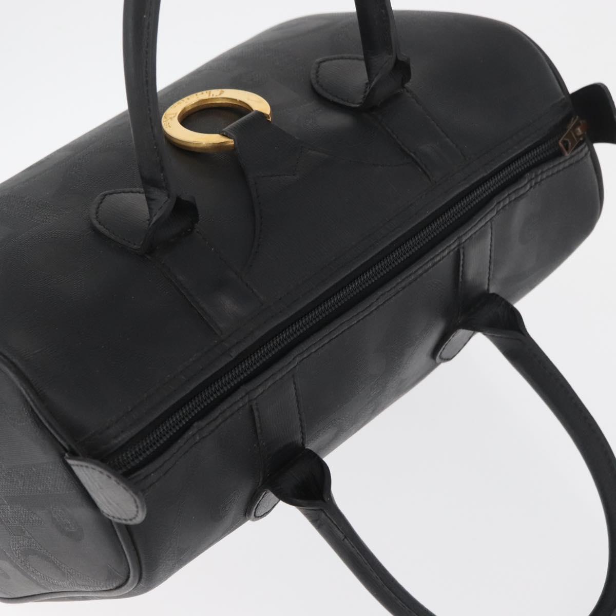 Christian Dior Trotter Canvas Mini Boston Bag PVC Black Gold Auth am11408A