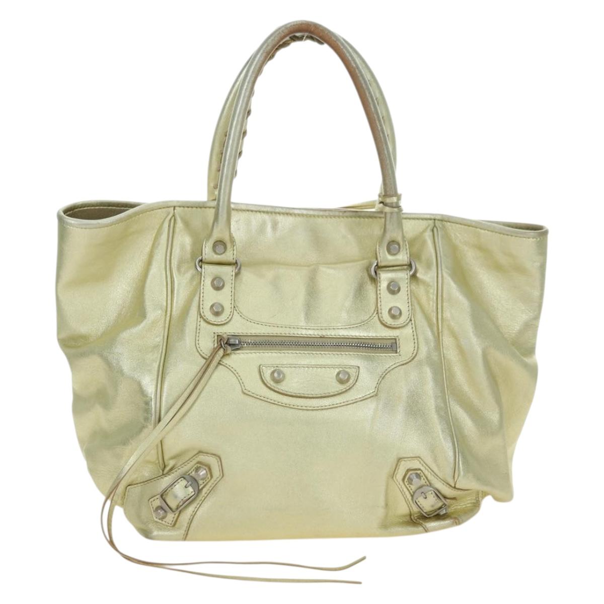 BALENCIAGA The Sunday Hand Bag Leather Gold 228750 Auth am11412A