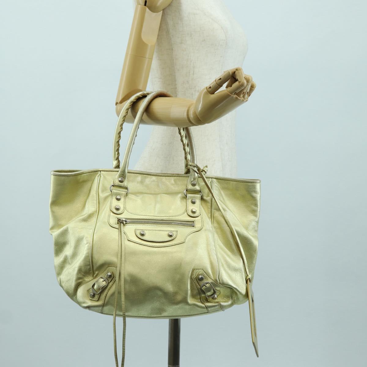 BALENCIAGA The Sunday Hand Bag Leather Gold 228750 Auth am11412A