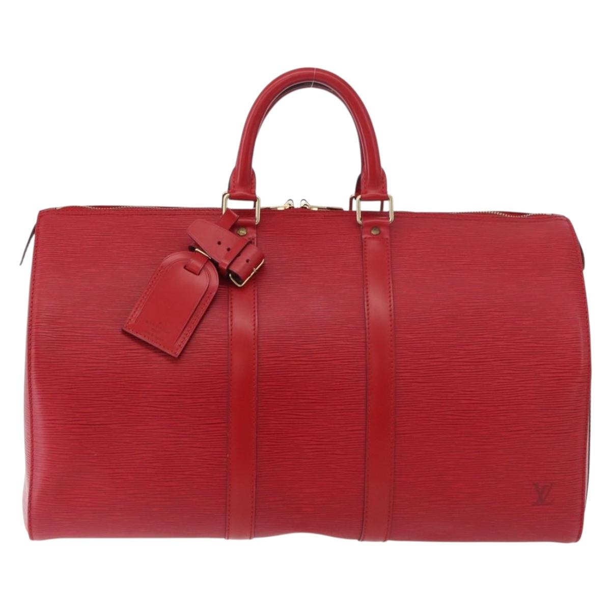 LOUIS VUITTON Epi Keepall 45 Boston Bag Red M42977 LV Auth am11417V