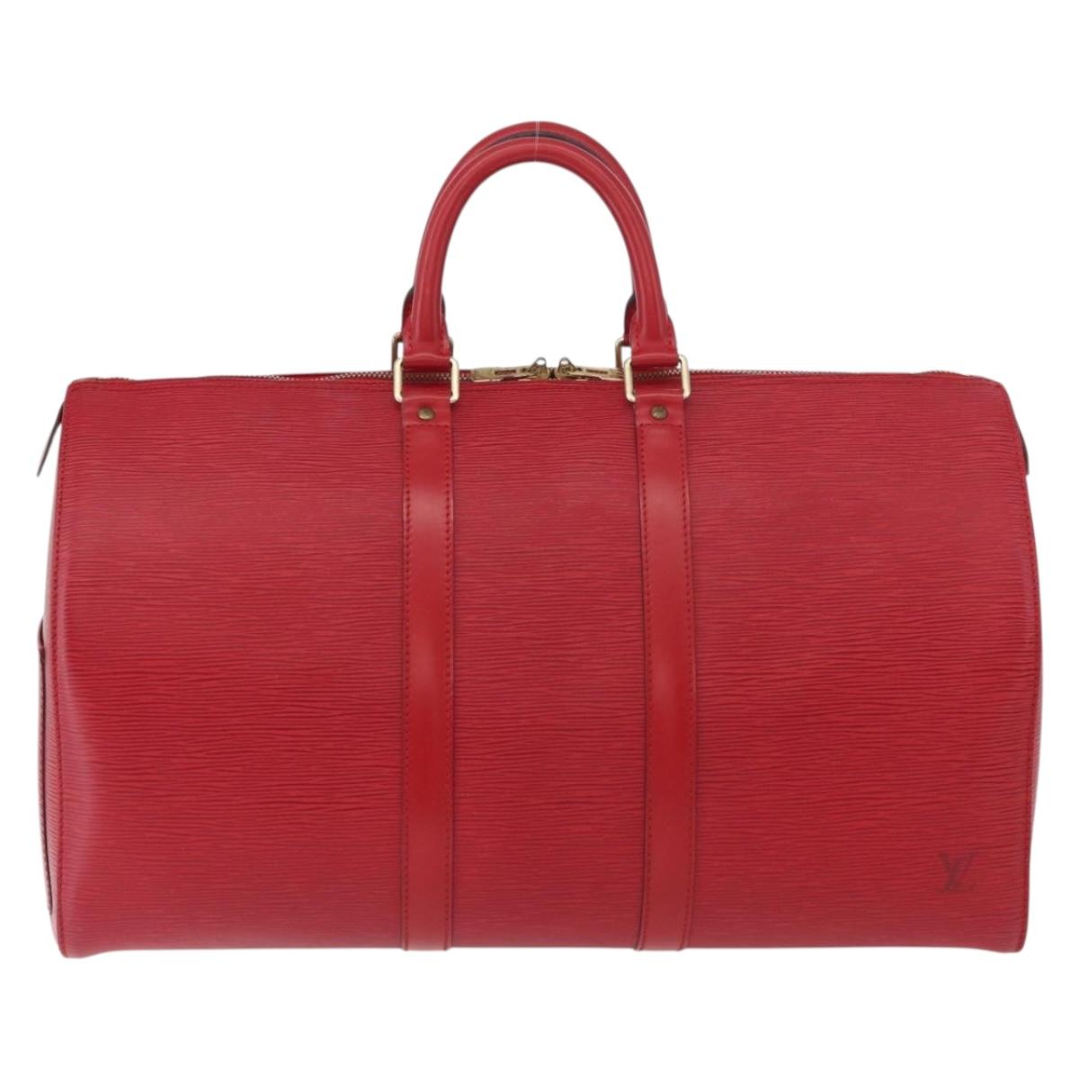 LOUIS VUITTON Epi Keepall 45 Boston Bag Red M42977 LV Auth am11417V