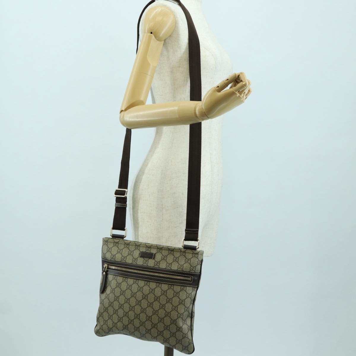 GUCCI GG Supreme Shoulder Bag PVC Beige Gold 295257 Auth am11420V