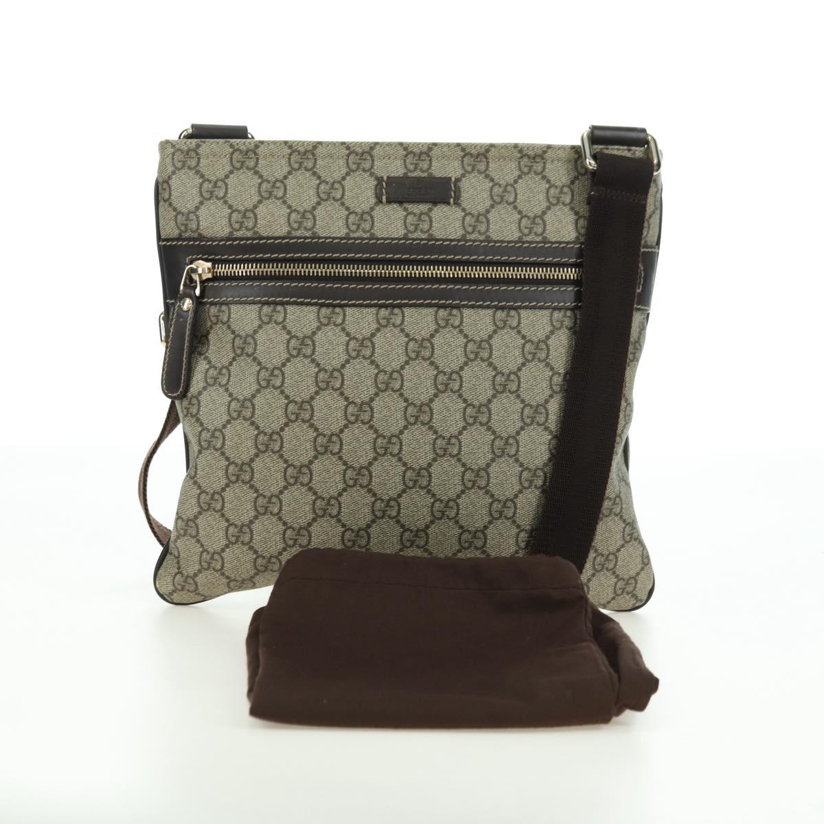 GUCCI GG Supreme Shoulder Bag PVC Beige Gold 295257 Auth am11420V