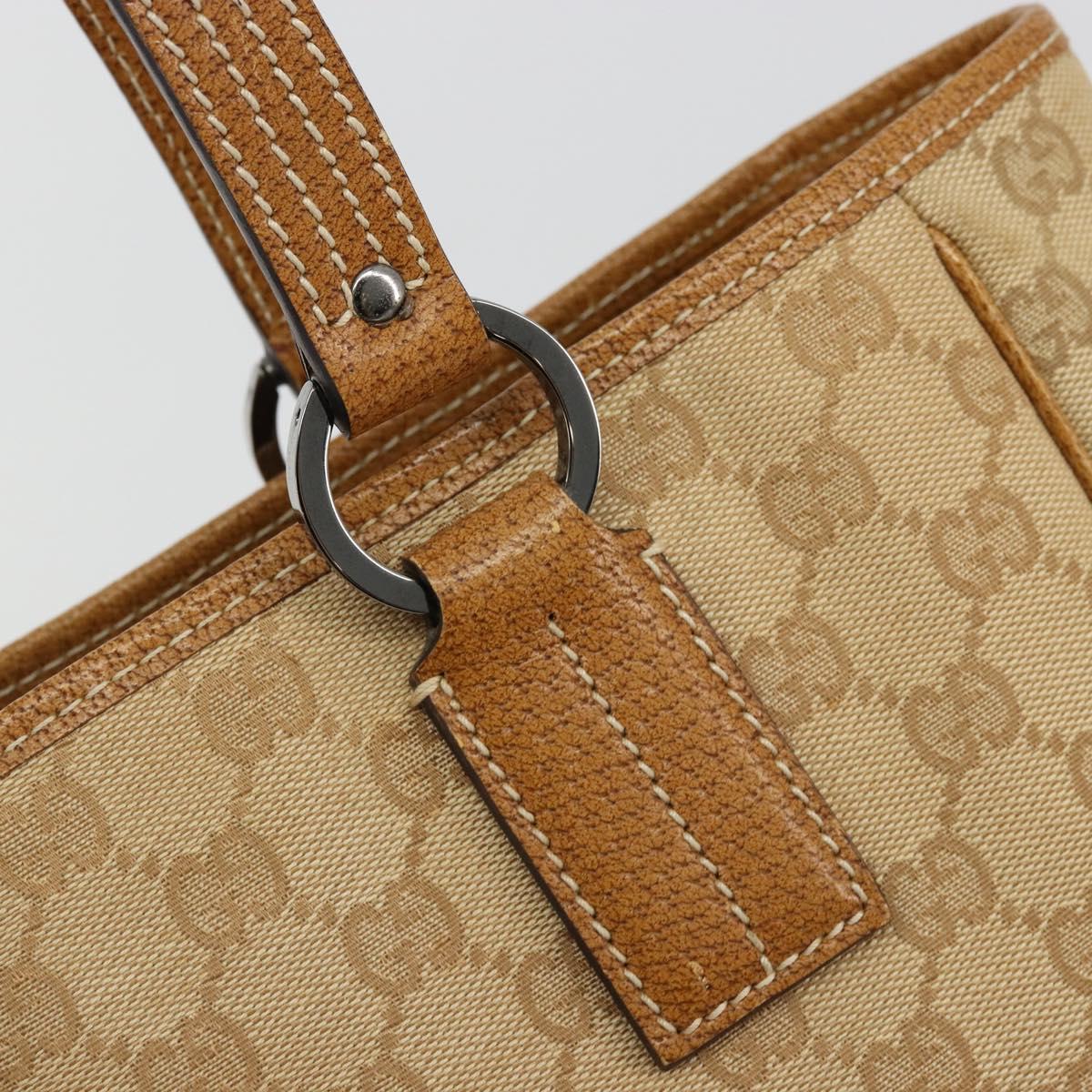 GUCCI GG Canvas Tote Bag Beige Silver 113019 Auth am11424A