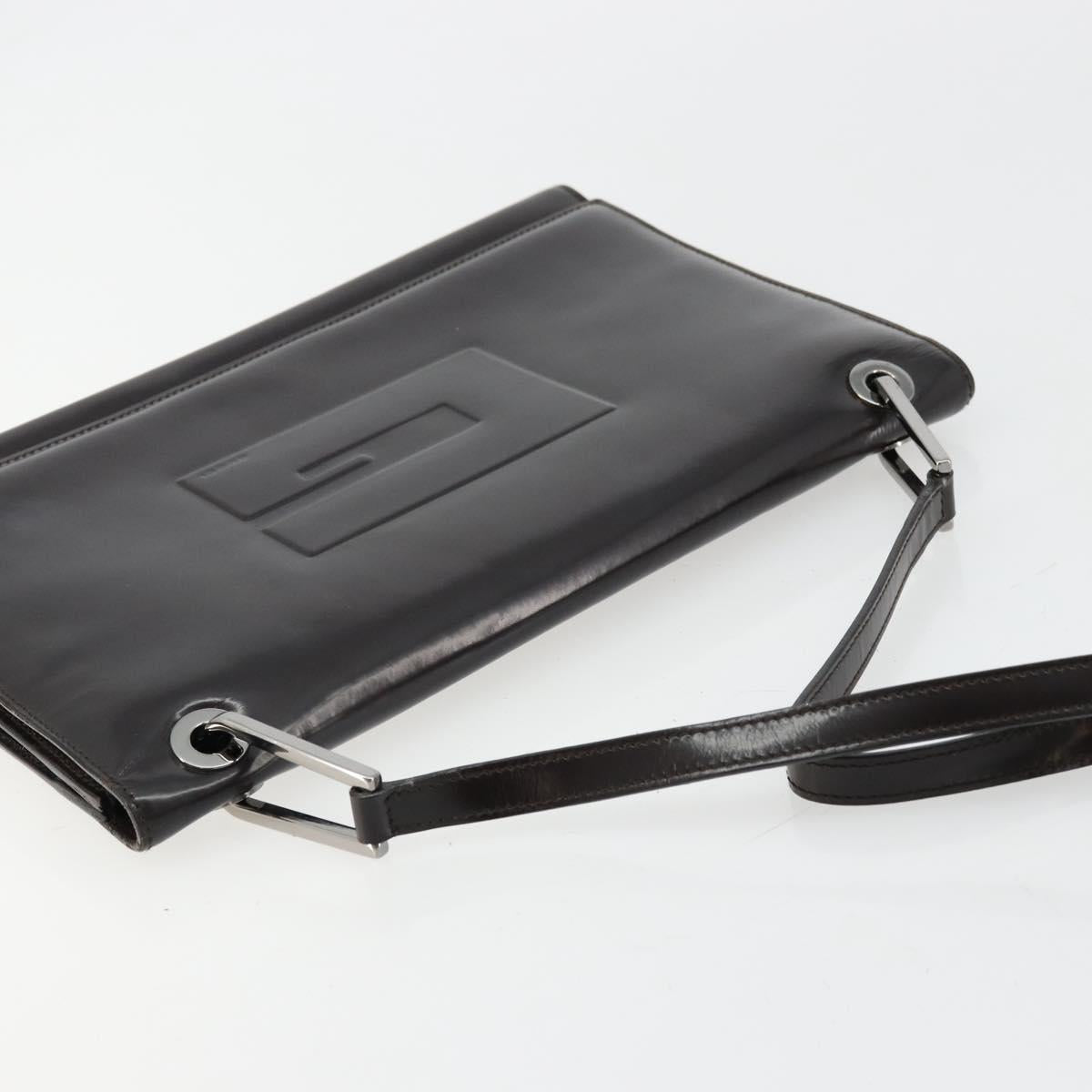 GUCCI Shoulder Bag Patent leather Black Silver 001 3033 Auth am11430